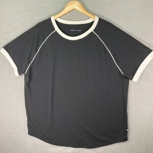 Edgar + Ash Womens XXL Black Contrast Trim Short Sleeve Casual Top